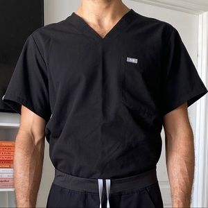 FIGS SCRUBS TOP - (black)